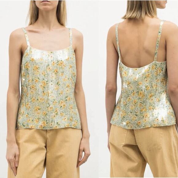 Ralph Lauren Purple Label Silk Sequin Tank Dress Top Floral Cami Blouse Runway - Picture 1 of 14